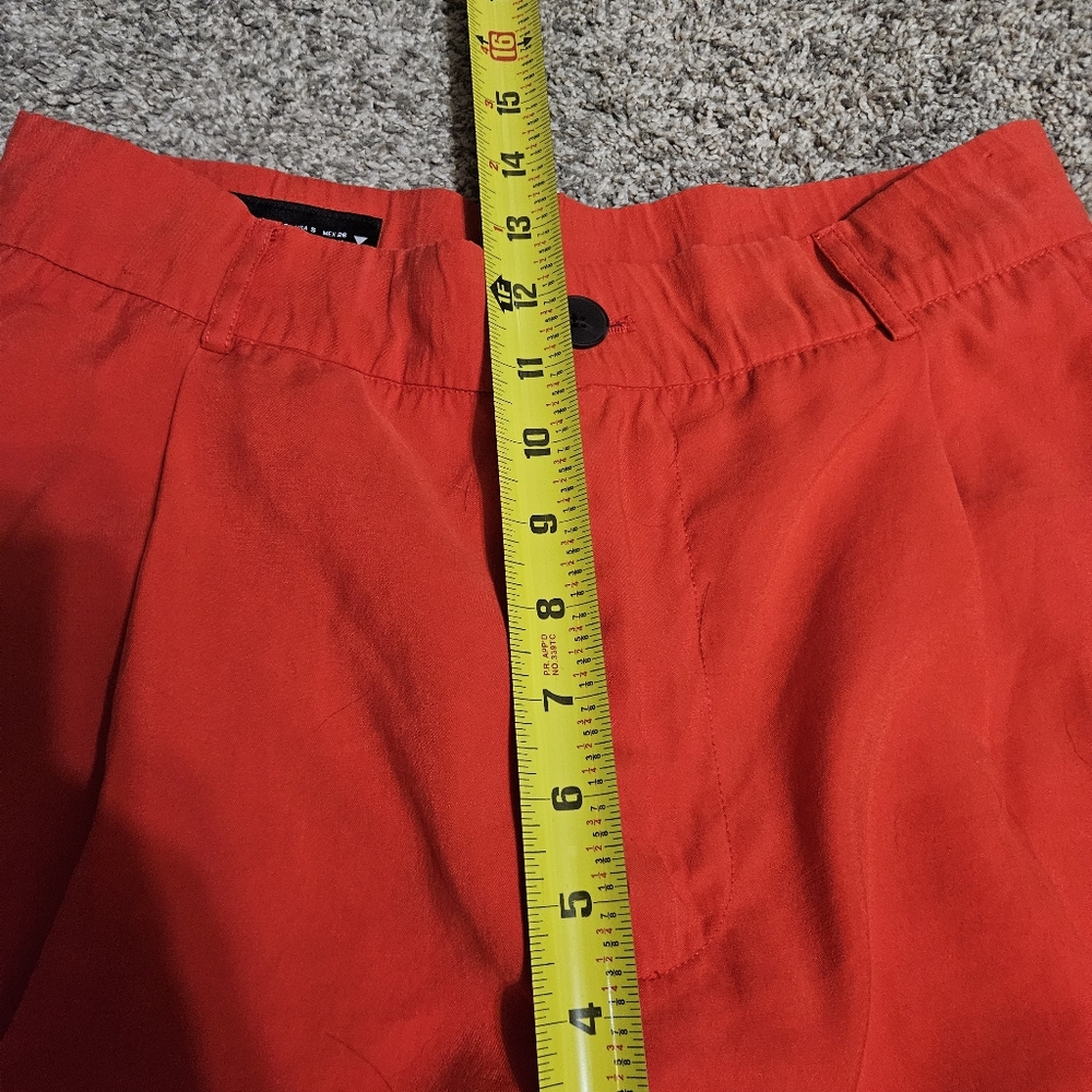 Zara Red Wide Leg Pants - Picture 6 of 11